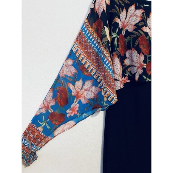 Desigual Olivia Dress Womens 6 Floral Long Open Flowy Sleeves Feminine Romantic - Picture 5 of 9